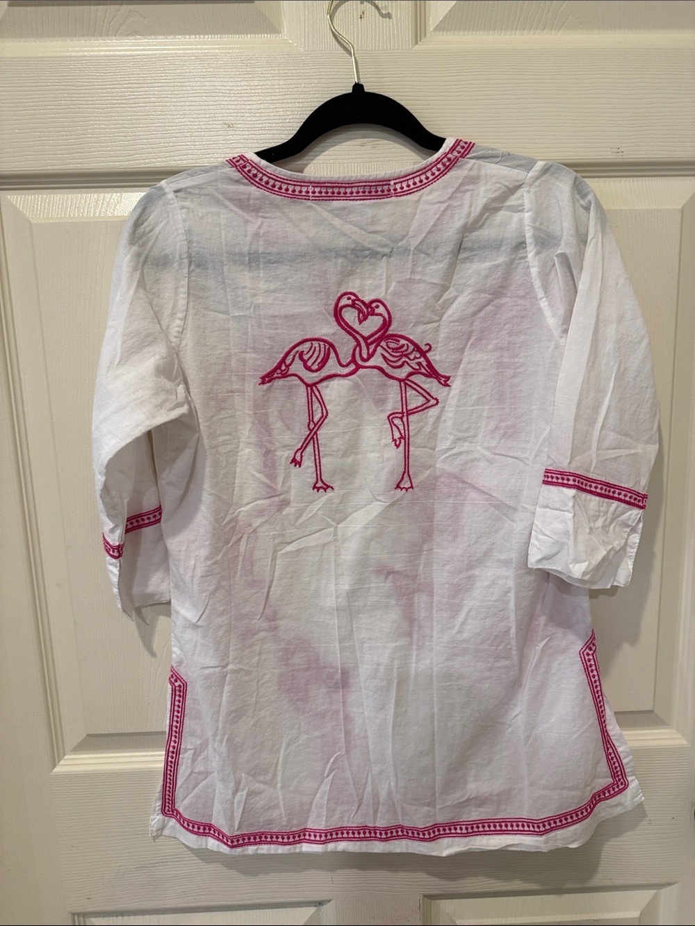 Gretchen Scott flamingo embroidered cotton tunic, small - Picture 6 of 7